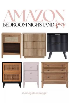 an advertisement for the amazon bedroom night stand fairs, featuring different furniture and accessories