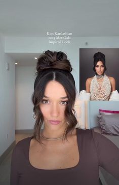 Kim K Bun Tutorial, Bun Work Hairstyle, Medium Length Wedding Guest Hairstyles, Simple Hairstyles For Medium Hair Wedding, Kim Kardashian Updo Tutorial, Glam Updo Tutorial, Simple Hair Updos For Short Hair, Halter Dress Hairstyles Updo, Kim K Updo Tutorial