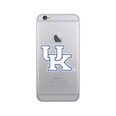 an iphone case with the letter k in blue and white on it's back