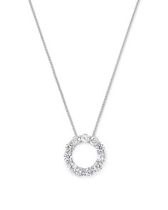 A sparkling diamond circle pendant set in 14K white gold. Simple Diamond Pendant, Circle Diamond Necklace, Pendant Settings, Diamond Circle Necklace, Diamond Circle Pendant, Simple Diamonds, Circle Pendant Necklace, Sparkling Diamond, Circle Diamond