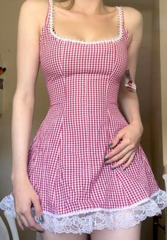 Grunge 2000s, Goth Spider, Vintage Cami, Gingham Outfit, Cami Outfit, 2000s Vintage, My Backpack, Dress Square Neck, Diy Vetement