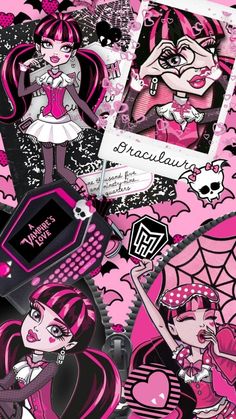 Red Monster High Wallpaper, Draculaura Phone Wallpaper, Cute Alt Aesthetic, Pink Scenecore Wallpaper, Draculaura Lockscreen, Gothic Pink Wallpaper, Emo Draculaura, Monster High Wallpaper Draculaura, Draculaura Wallpaper Aesthetic