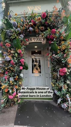 the entrance to mr fogg's house of botanicals is one of the cutest bars in london