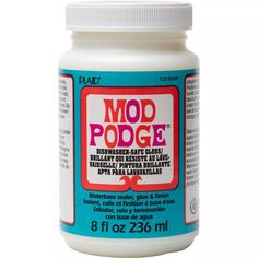 a bottle of mod podge on a white background