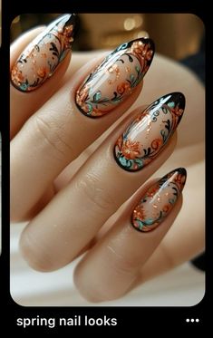 Complex Nails Design, Ornamental Nails, Floral Nails Acrylic, Moth Nails, French Manicure Long Nails, February Nail Designs, Plant Nails, Nerdy Nails, Indian Nails