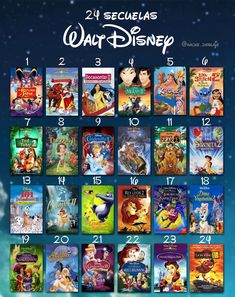 the disney movies calendar is shown in this image