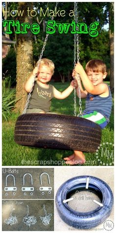 how to make a tire swing for kids with pictures and instructions on the front page