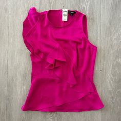 Xs Never Worn Nwt Hot Pink, Hot Pink Satin, Pink Satin, Ruffle Top, Color Pink, Top Blouse, Blouses, Womens Tops, Satin