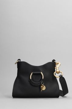 Joan mini Shoulder bag in black leather, Width 200 mm, Height 150 mm, detachable shoulder strap, iconic ring with braided leather, logo tag, 100% leather, gold hardware, Made in India Grey Shoulder Bag, Logo Tag, Sneaker Wedge, Mini Shoulder Bag, See By Chloe, Leather Logo, Braided Leather, French Fashion, Black Models