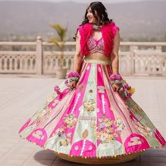 Pastel, Green Pink Lehenga, Simple Bridal Lehenga, Pastel Bridal Lehenga, Mehandi Outfit, Bride Haldi, Mehndi Dress For Bride, Lehenga Color Combinations, Lehnga Design