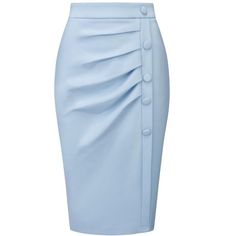 Hobemty Women's Pencil Skirt High Waist Pleated Front Work Midi Skirts : Target Baby Blue Pencil Skirt, Professional Skirts Business, Skirt And Blouse Office Wear, Office Dress Style Work Wear, Church Skirt Outfit, Work Skirts Professional, Skirt And Shirt Outfits, Office Skirt Outfits Women, Office Skirt Outfit