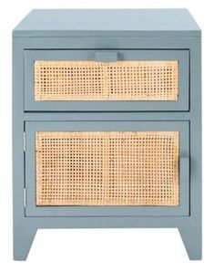 NST4002 | Safavieh Devon 1 Drawer 1 Door Nightstand, Blue Blue Nightstand, Safavieh Furniture, Panel Headboard, Wood Nightstand, Drawer Nightstand, Bedroom Aesthetic, Mahogany Wood, Grey Wood, Soft Blue