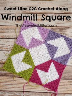 a crocheted square with the words windmill square on it