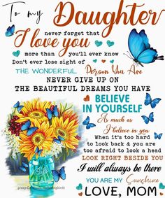 a mother's day card with butterflies and flowers in a vase on the table