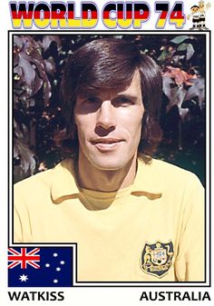 a man with long hair wearing a yellow shirt in front of a bush and the words world cup 74 on it
