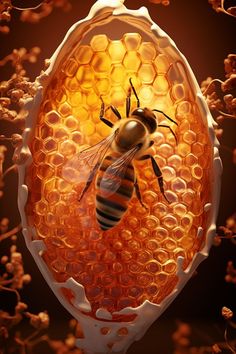 a honeycomb with a bee inside it