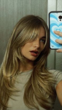 blonde long hair curtain bangs with long layers Grad Hair, Bangs With Medium Hair, 2024 Hair