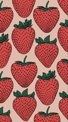 a pattern of strawberries on a pink background