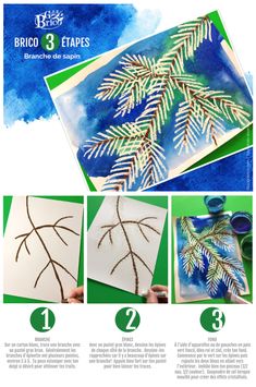 the instructions for how to make a pine tree with acrylic paint on paper