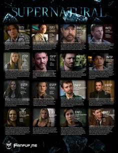 an image of the supernatural movie poster with many different characters and names on it's side