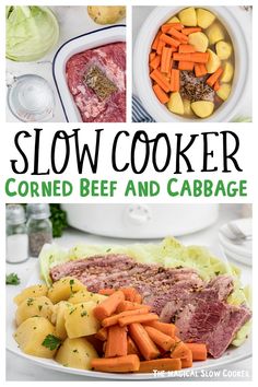 slow cooker corned beef and cabbage with potatoes, carrots, celery