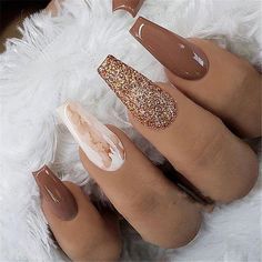 2019 hot fashion coffin nail Trend ideas, Long Coffin nails Inspirations; Nails acrylic; Nails Spring；#coffinnails #acrylicnails Nagellack Trends, Winter Nails Acrylic, Nail Colors Winter, Coffin Nails Long, Brown Nails, Ideas Nails