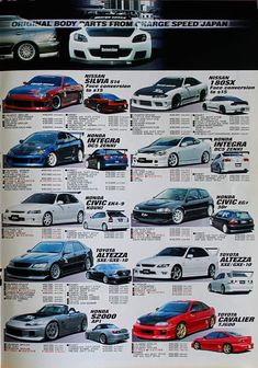 an advertisement for the japanese car manufacturer's new sports cars, which are being advertised in