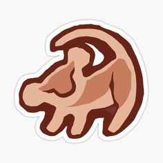 an animal sticker with the shape of a lion's head in brown and white