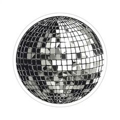 a black and white photo of a disco ball with squares on it's surface