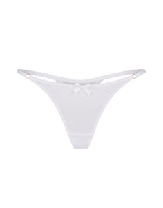 Find your Provocateur alter-ego in Fia. . Simple but oh-so-effective, Fia returns in ethereal white. Her sheer tulle is trimmed with lace that frames playful cut-outs. Perfect for adding a touch of provocation, day or night. White thong Tanga style Playful cut outs at the front Edged with decorative lace trim Finished with a soft satin bow Wear with the rest of the Fia range for everyday elegance Agent Provocateur, Lingerie Coquette, Panties Design, Peach Jelly, Under Garments, Everyday Elegance, Cute Bras, Lace Thong, Satin Bow