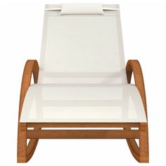 a wooden chair with white fabric on it