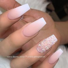 Coffin Nails Ombre, French Ombre, Ombre Acrylic Nails, White Acrylic Nails, Matte Nails Design, Ombre Nail Designs, Smile Food