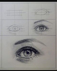 a drawing of different types of eyes and how to draw them with pencils on paper