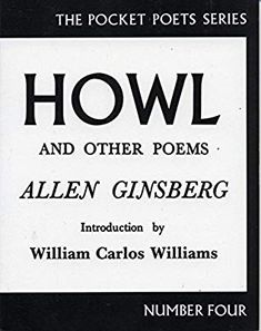 the front cover of an old book with black and white writing on it, which reads'howl and other poem '