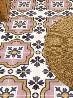 a close up of a floor with a rug on it