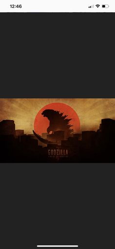 the godzilla movie poster is displayed on an iphone screen, and it appears to be looking like