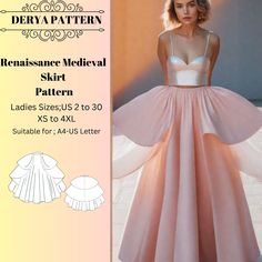 Renaissance Medieval Skirt,Fairy,Regency,Elvish dress,Maxi Skirt,Halloween costume as an instant download (pdf) sewing pattern bundle with a range of size options, including plus sizes ; ⭐US Sizes: 2, 4, 6, 8, 10, 12, 14, 16, 18, 20, 22, 24, 26, 28, 30 ⭐Standard Sizes: XS, S, M, L, XL, 2XL, 3XL, 4XL ⭐These patterns are suitable for A4, A0, and US Letter size papers. ⭐Once your payment is processed, you will automatically receive download links for the pattern files. Please note that you can only Cottagecore Sewing, Medieval Skirt, Elvish Dress, Skirt Halloween Costume, Gown Sewing Pattern, Dress Maxi, Pdf Sewing Patterns, Sewing Ideas, Letter Size