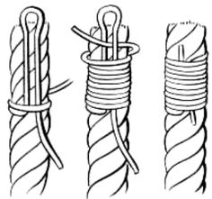 four different types of rope tied together