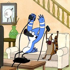 an animated image of a living room scene