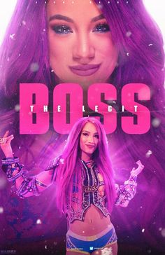 the poster for the upcoming movie,'the boss'is shown in pink and purple