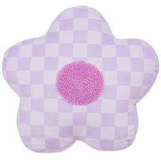 Dimensions: 13" H x 13" W x 5" D Shape: Novelty Color: Purple Pattern: Check Content: 100% Polyester Quantity: 1 Care: Spot Clean Only Give your bedroom a pop of color with this Purple Checkered Flower Pillow! This pillow features a fluffy flower-shaped body with a purple checkered pattern. The center has a fuzzy purple circle that ties the piece together. Display it on top of your bed for a trendy appearance!     *No discounts may be applied to “your price” or “reduced” items. Purple Flower Pillow, Checker Pillow, Checkered Flower, Purple Checkered, Purple Circle, Flower Room, Flower Pillow, Purple Pattern, Pink Room