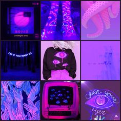 the collage shows neon colors and designs