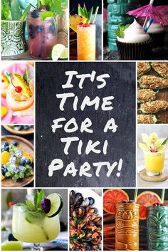 this time for a tiki party collage is full of colorful drinks and desserts