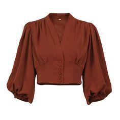 chic LINDY puffy sleeve short -shoulder line pleat -puffy sleeve & cuff gathering -high waist button list Sabrina Spellman Aesthetic Outfits, Cute Outfits For Curvy Women, Wine Red Blouse, Elegant White Blouse, Bodycon Shirt, Blouses Vintage, Corak Menjahit, Women White Blouse, Women Shirt Top