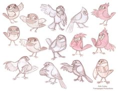 a bunch of birds that are standing up