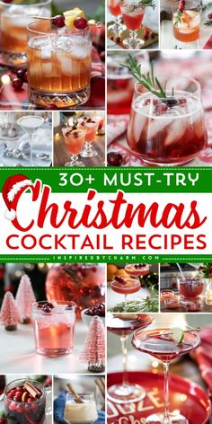 christmas cocktails and drinks are featured in this collage with the words, 30 must try