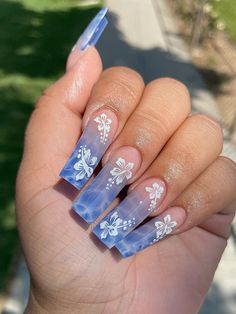 Blue  Collar   Animal Color Nails Embellished   Nail,Hand & Foot Care Flower Nails, Ballet Nails, Nagel Tips, Nail Type, Nagel Inspo, False Nail, Manicure E Pedicure, Artificial Nails, Nail Set