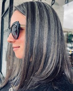 Modern Gray Blending Look Balayage, Lavender Grey Hair, Gray Blending, Gray Balayage, Grey Highlights, Covering Gray Hair, Hair Adviser