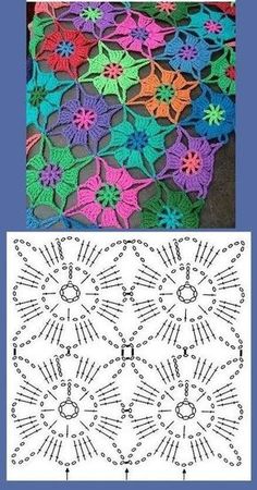 the crochet pattern is shown in two different colors