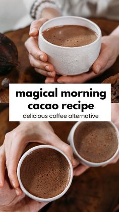 Ever wanted to try cacao but not sure how to make it? Keep reading to get my magical morning cacao recipe! Healthy, nourishing and only 10 minutes to make - try this delicious coffee alternative for yourself! Magic Morning, Cacao Recipes, Coffee Alternative, Healthy Coffee, Delicious Coffee, Healthy Drinks Recipes, Morning Food, Tea Recipes, Healty Food